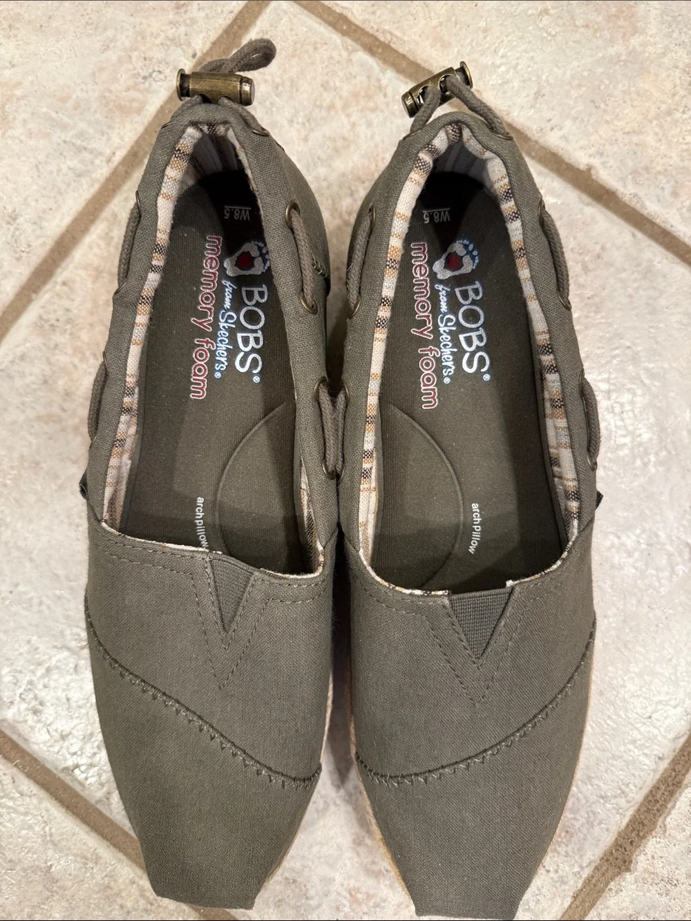 Bob’s by Skechers Olive Canvas Slip-On Loafers
